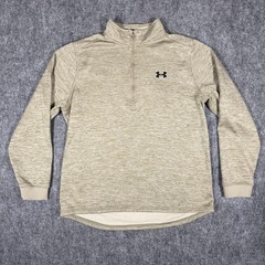 Under Armour ColdGear Pullover Mens XL Beige 1/4 Zip Fleece Thermal Running