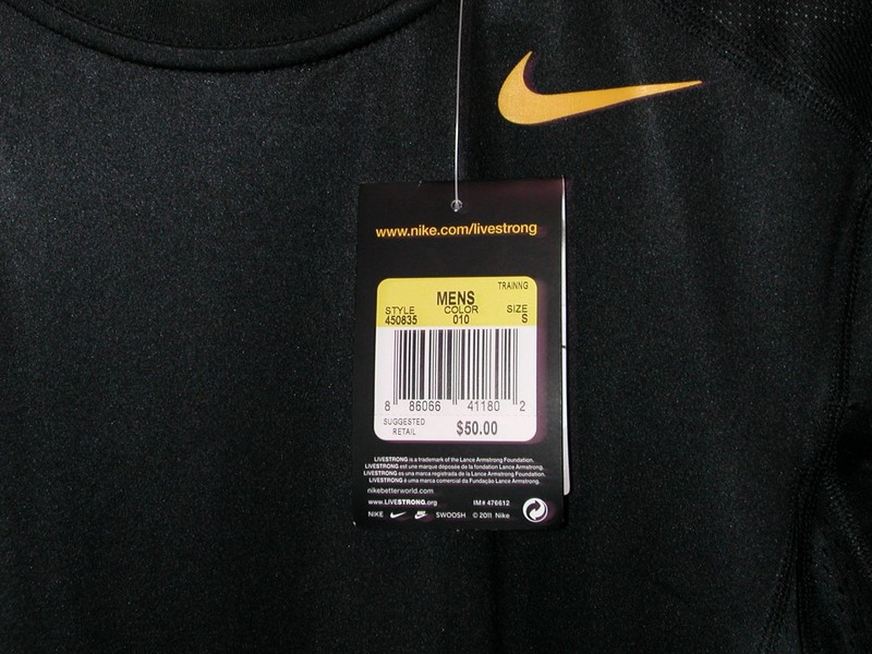 Nike Livestrong Short Sleeve Training Shirt Men's Small Black/Yellow $50.00 Tags gallery