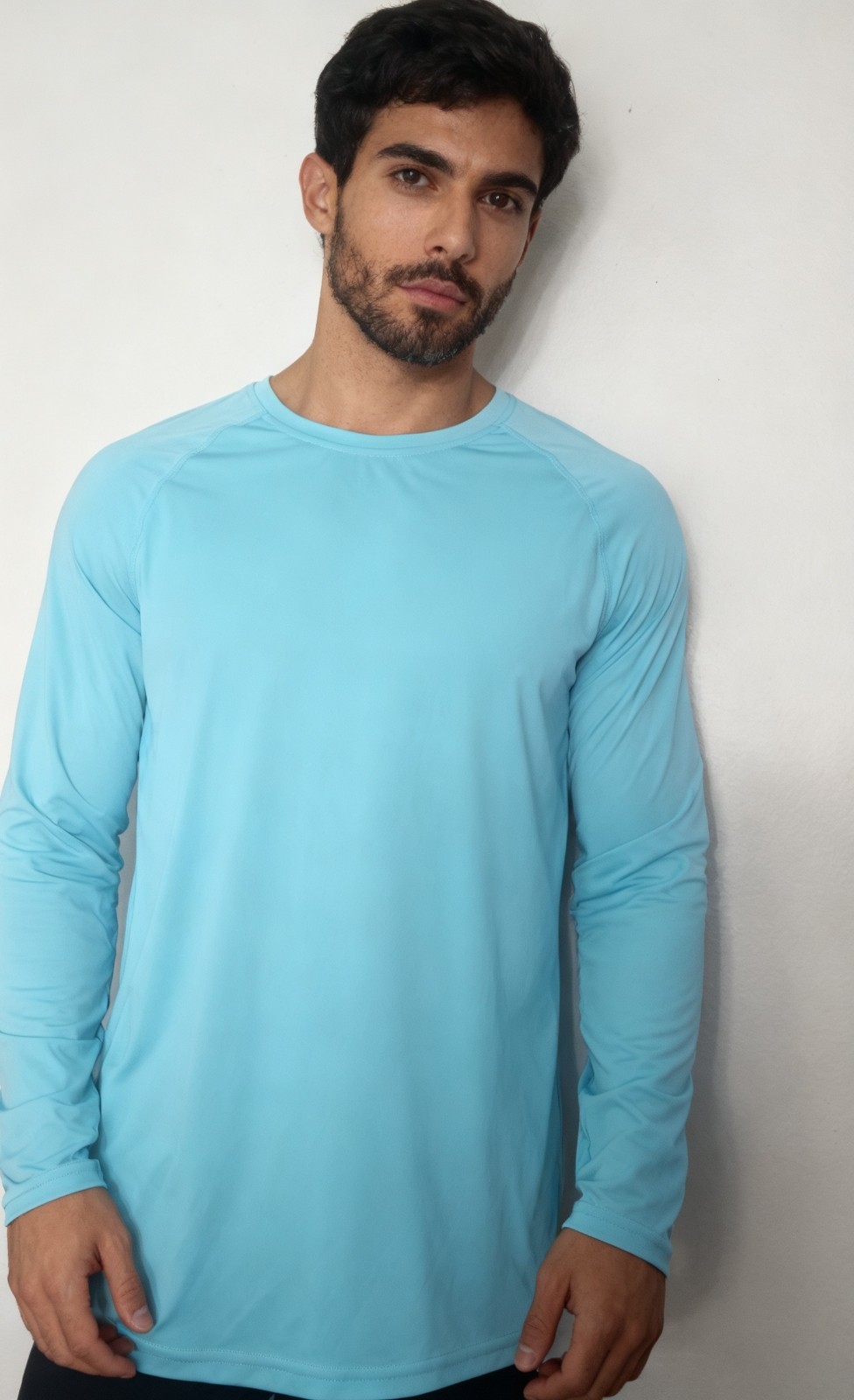 Men's Training Lightweight Long Sleeve Crew Neck Pullover T-Shirt Blue L gallery