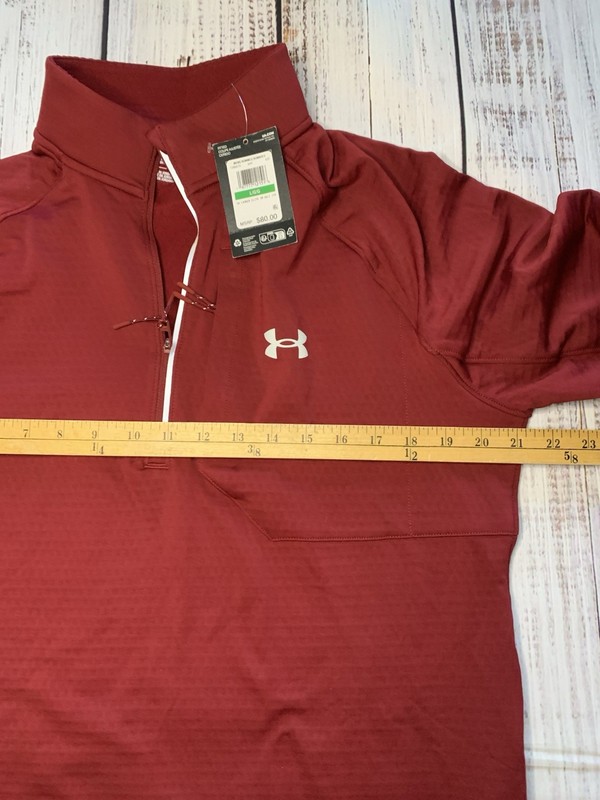 Under Armour Men's LARGE Launch Elite ColdGear Half 1/4 Zip Jacket Burgundy NEW gallery