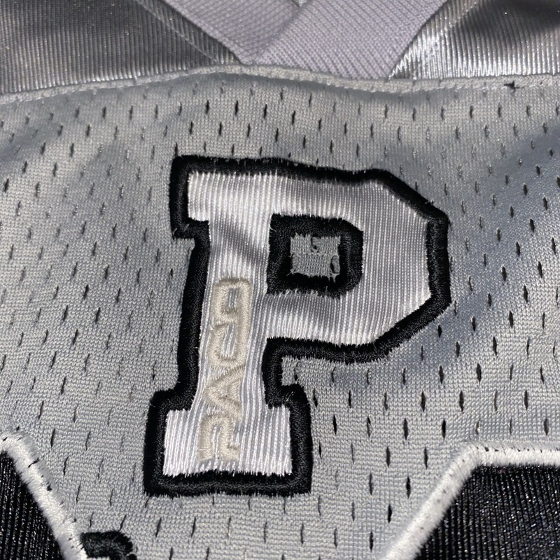 Vintage Y2K PACO Football Jersey Silver Black Mesh Size 2XL Oversized Streetwear gallery