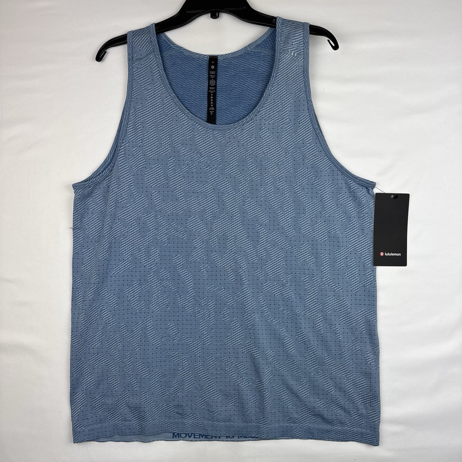 Lululemon Mens Tank Shirt Blue White Metal Vent Breathe Sleeveless Shirt Size XL gallery