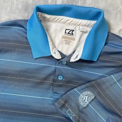 Cutter Buck Polo Shirt Men’s Size L Blue CB DryTec Summit Chase Coutry Club