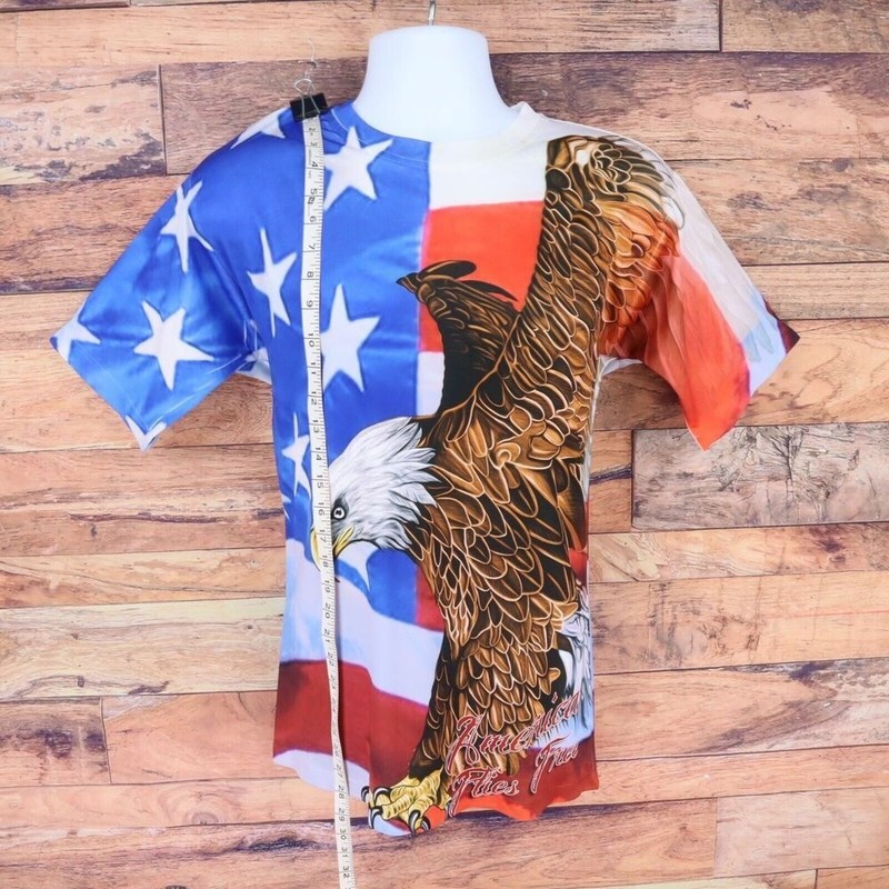 Eagle American Flag Patriotic Activewear Shirt Mens Sz M Red White Blue gallery