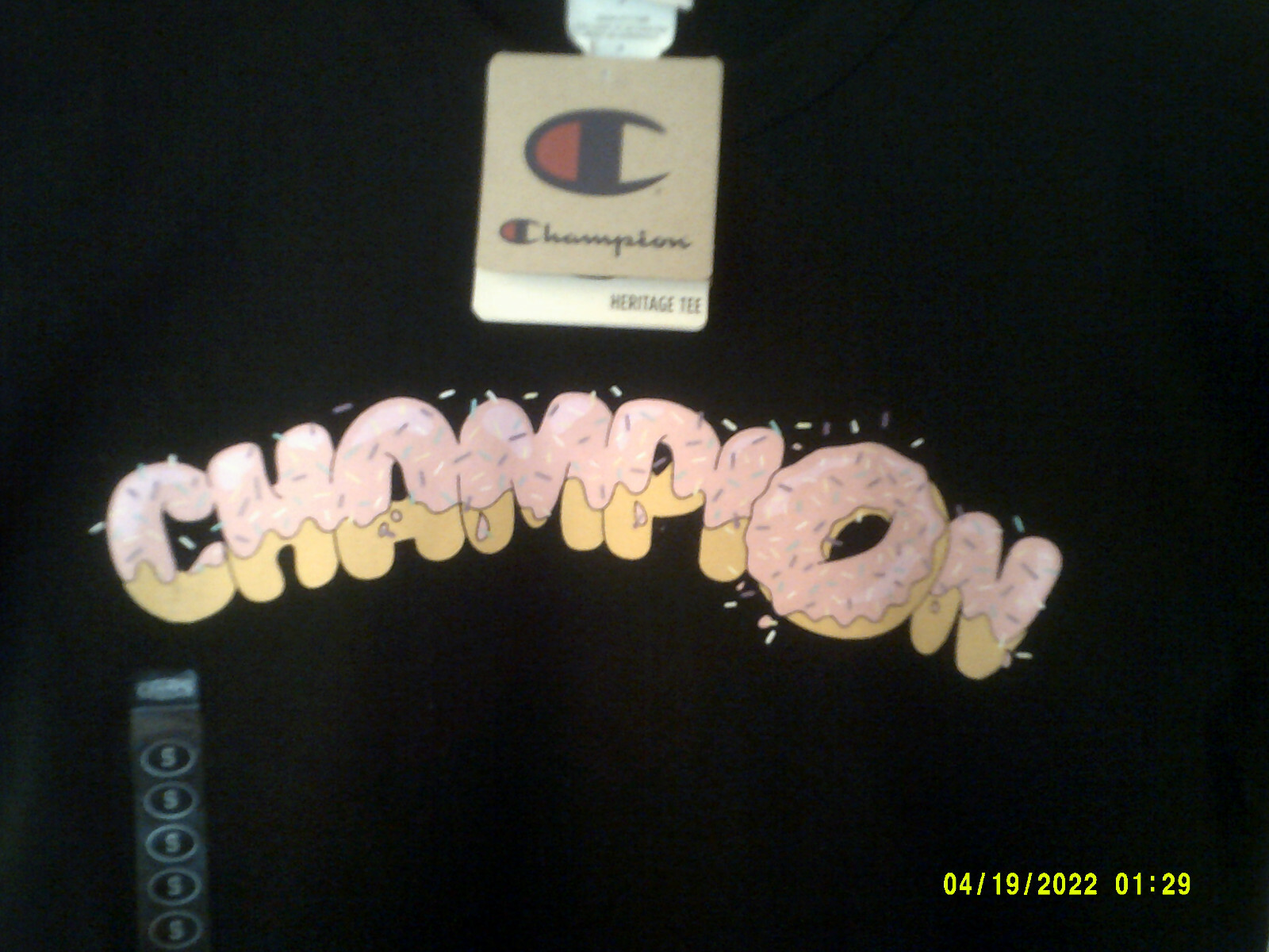 NEW CHAMPION HERITAGE "Donut Tee" MENS BLACK MULTI-COLOR T-SHIRT SMALL gallery