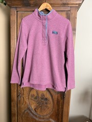 L.L. Bean Men’s Size Medium L/S Mauve 100% Cotton 1/4 Button Pullover Shirt