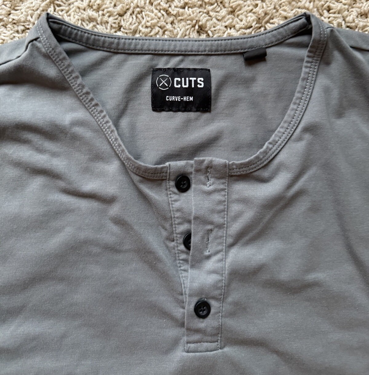 Men’s Cuts Grey Curved Hem Long Sleeve Shirt Size XL gallery
