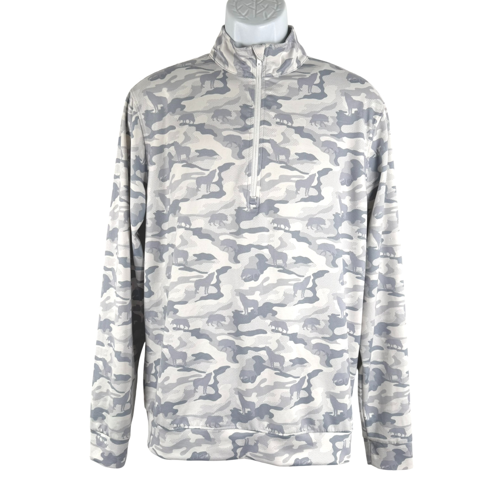 Waggle Performance Pullover Medium Gray Camo Wolf Quarter Zip Golf TP-3924 gallery