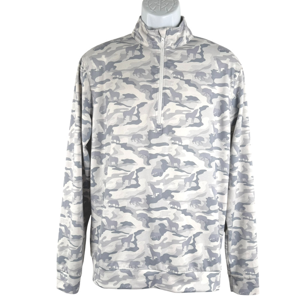 Waggle Performance Pullover Medium Gray Camo Wolf Quarter Zip Golf TP-3924
