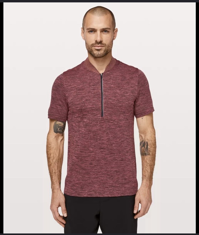 Lululemon T Shirt Mens Large Red Metal Vent Tech Surge 1/4 Zip Athletic Casual gallery