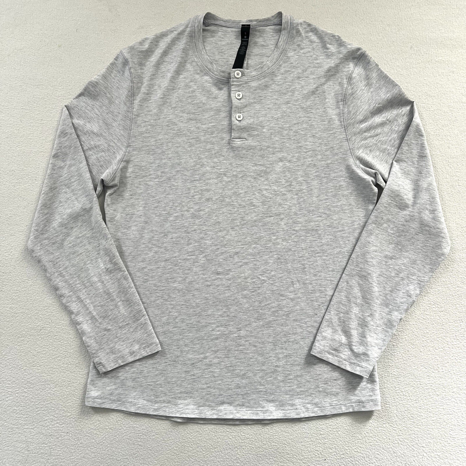 Lululemon Men 5 Year Basic LS Henley Light Grey Pima Cotton Long Sleeve Shirt S gallery
