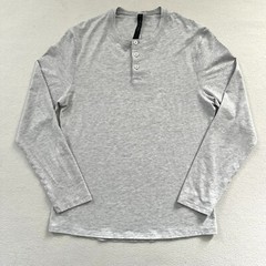 Lululemon Men 5 Year Basic LS Henley Light Grey Pima Cotton Long Sleeve Shirt S
