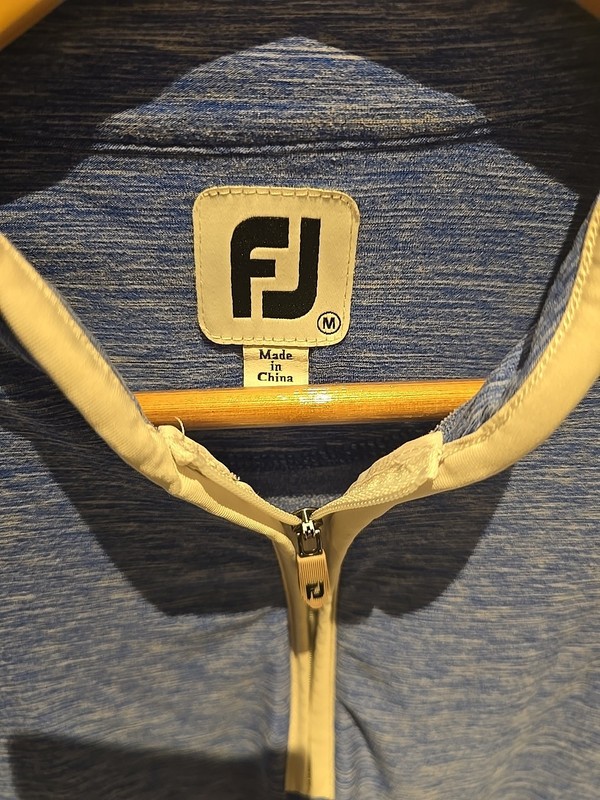 FootJoy Mens Blue Heathered Space Dye Quarter Zip Golf Pullover Size Medium gallery