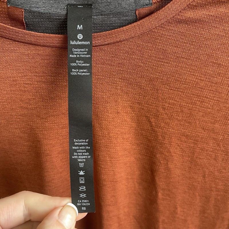 Lululemon Shirt Mens M Fast Free Tech LS Athletic Training Reflective Rust Grey gallery