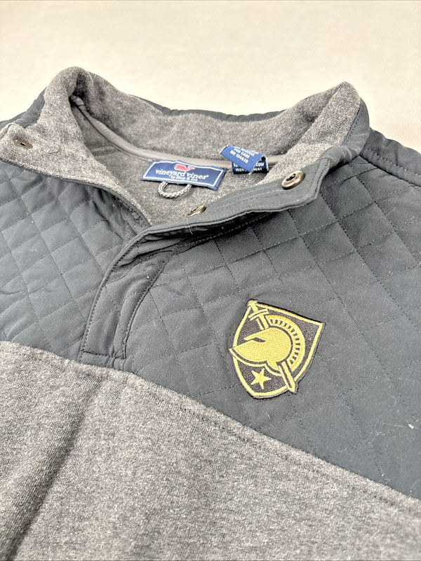 Vineyard Vines Quilted Shep Pullover Men's Army Black Knights Medium gallery
