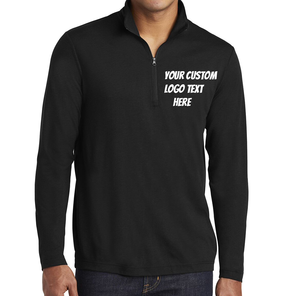 Ink Stitch Design Your Own Custom Logo Texts Stitching Men Quarter Zip Up gallery
