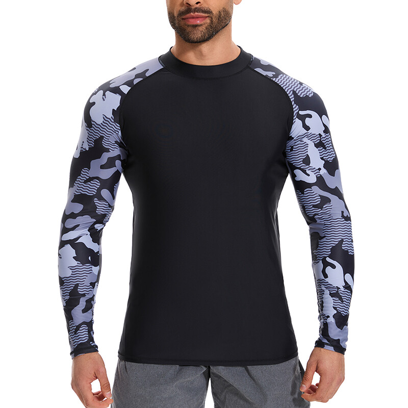 Men's UPF 50+ Rash Guard Long/Short Sleeves Swim Shirts Swim Surf Fishing Top