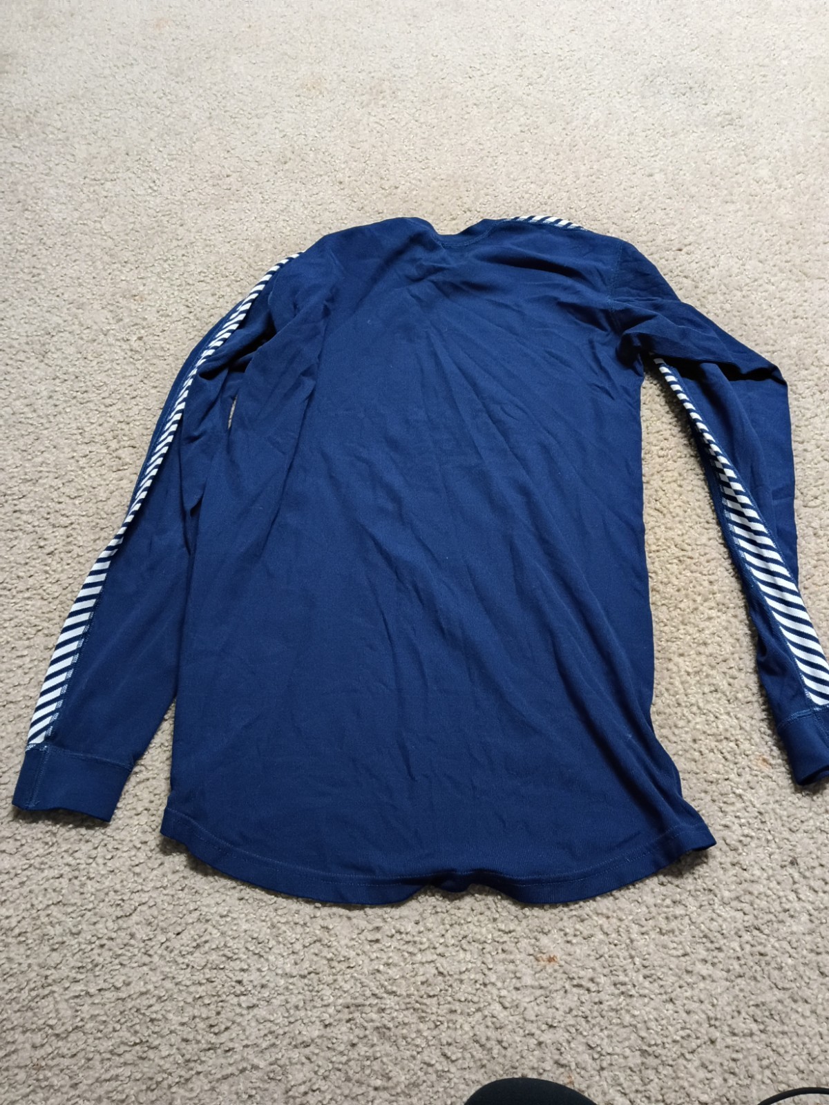 Helly Hansen Men's LIFA Crew Base Layer Shirt Stripe Long Sleeve Top Navy Large gallery