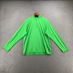 Reebok Play Dry Shirt Mens Green Large Pullover Long Sleeve Hexagon Pattern Zip