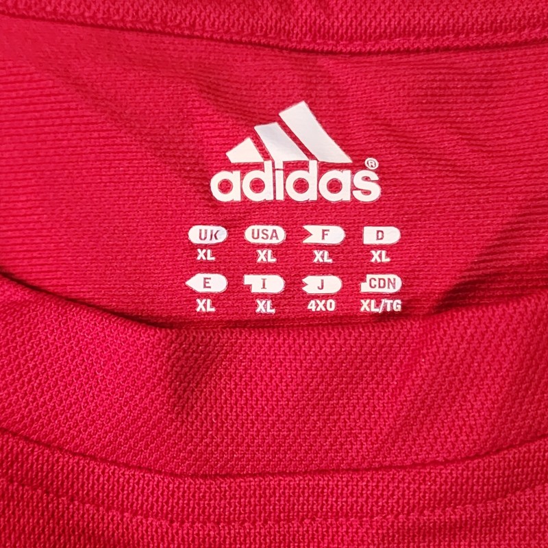 Adidas Shirt Men's XL Red 3 Stripes Short Sleeve Performance Tech Active 360 gallery