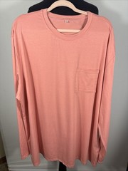 UNBRANDED Men’s Orange Long Sleeve Pullover Pocket 95% Cotton 5 % Spandex 4XL