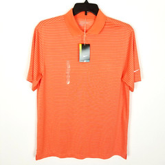 Nike Men Victory Stripe Polo 585748 Golf Shirt Size L Striped Orange Short Sleev
