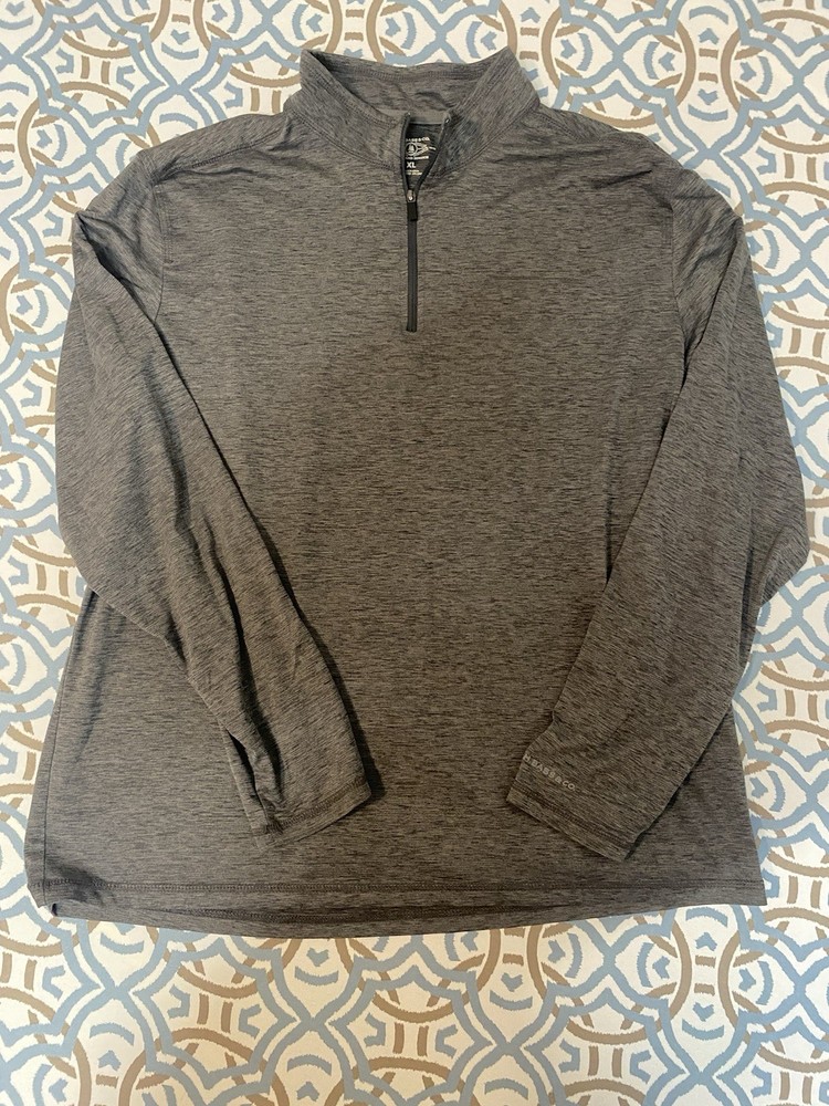 G.H. Bass & Co. Men’s XL Gray Solid 1/4 Zip Mock Neck Long Sleeve Pullover