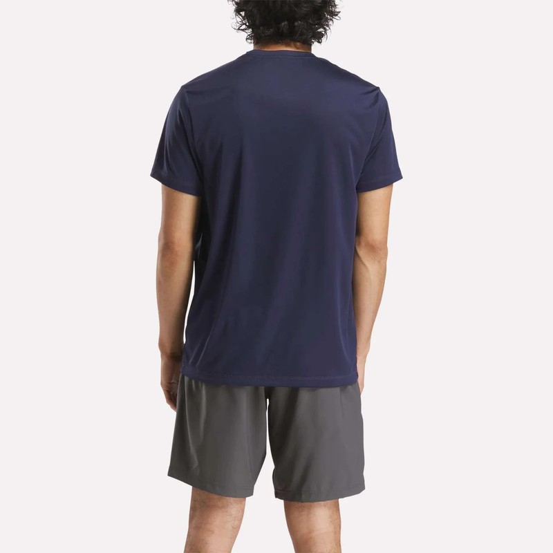 Reebok ID Train Short Sleeve Tech Tee Shirt Mens Size M Center Logo Navy Blue gallery