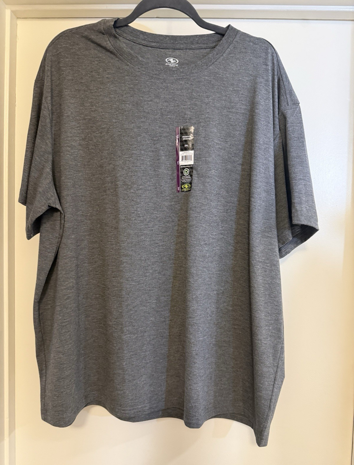 Athletic Works Men's Moisture Wicking Polyester Crew Neck T-Shirt Gray 2XL gallery
