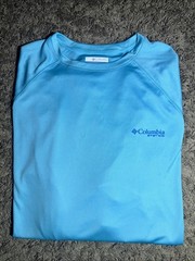 Men’s Columbia Deep Waves Teal Blue Long Sleeve Sun Tee Shirt Large MSRP $40
