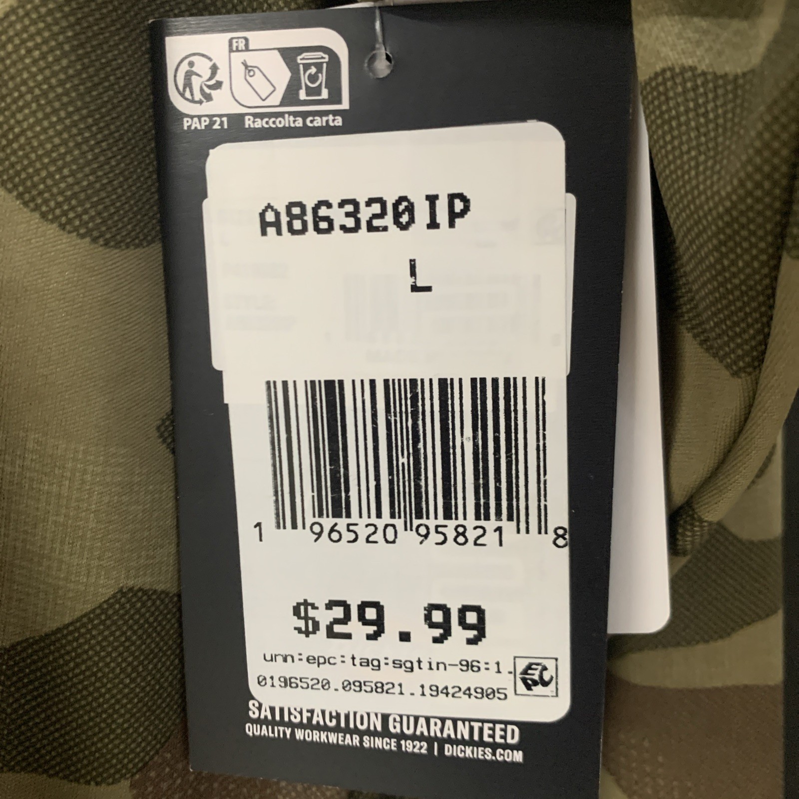 PICK SIZE - DICKIES P419982 Mens Camo Performance Sun Shirt w/ Temp-iQ Cooling gallery