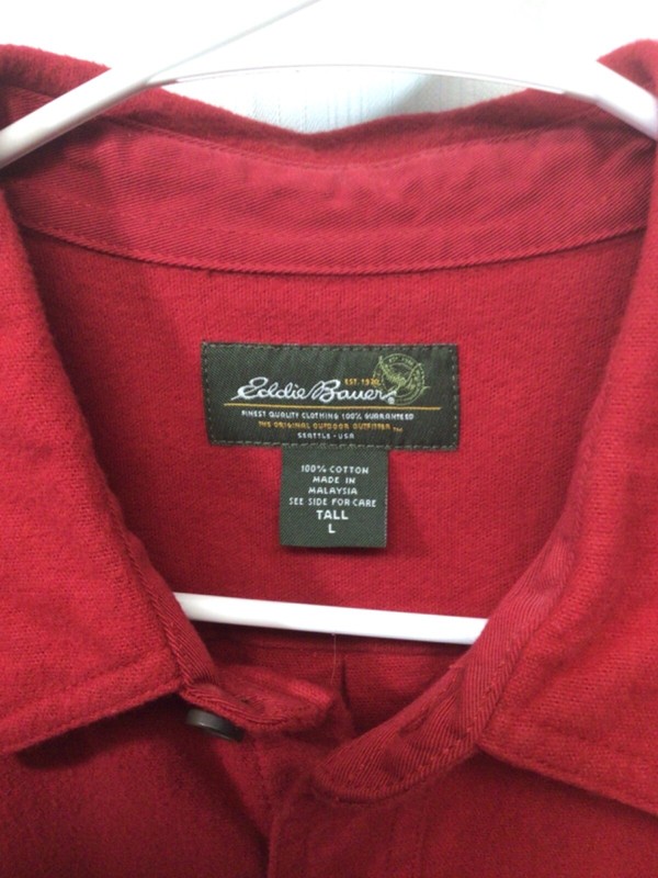 Eddie Bauer Red Heavy Flannel LT Long Sleeve Cotton Outdoor Activewear B17 gallery