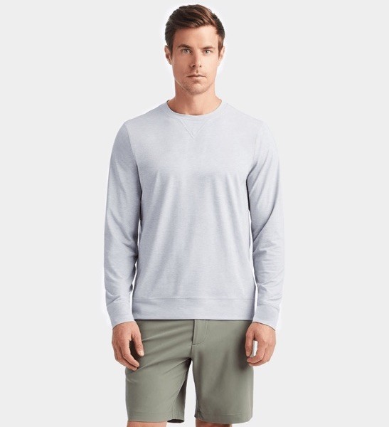 G/FORE Men's Light Heather Grey Luxe Crewneck Mid Layer Size M Long Sleeve Golf gallery