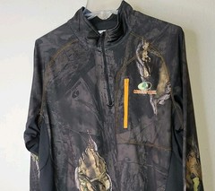 Mossy Oak Pullover Mens Large Camo Quarter Zip Hunting Chest Pocket Long Sleeve