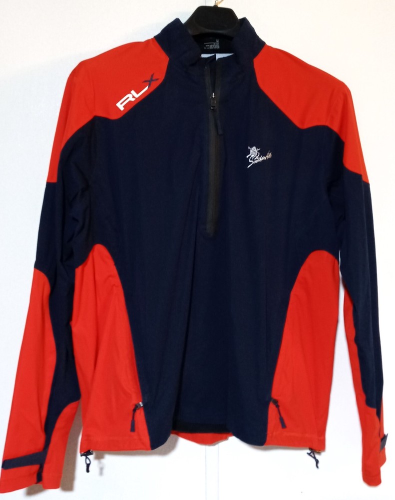 Ralph Lauren RLX Golf Airflow 1/2 Zip 2 Tone Pullover Men's Large Navy Blue Red