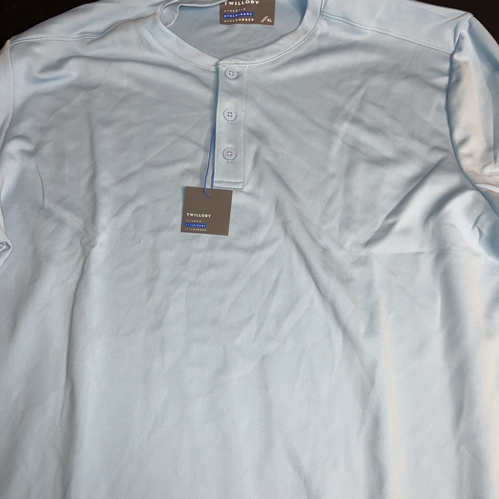Twillory Mens Performance Henley Tee LS 3 Button Light Blue Xl gallery