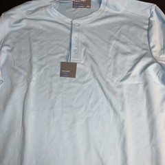 Twillory Mens Performance Henley Tee LS 3 Button Light Blue Xl