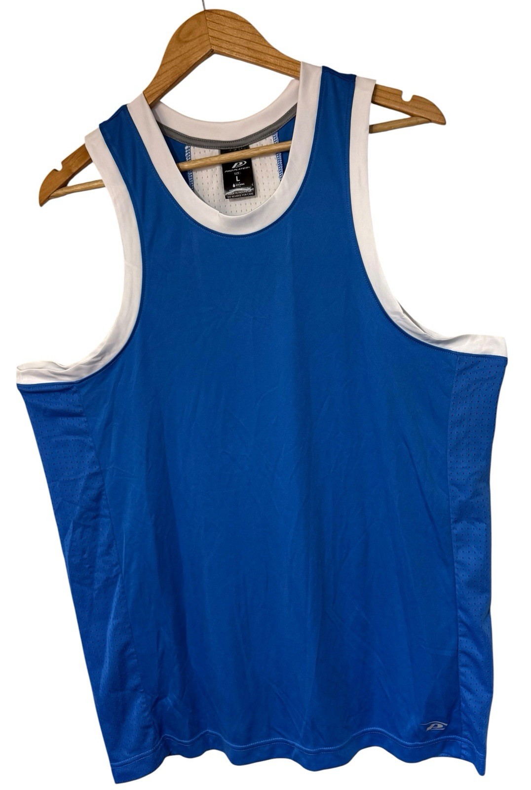 Pro Player Men's Blue & White Street Ball Basketball Park Jersey Large gallery