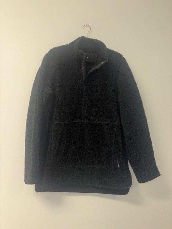 Nike Yoga Fleece Half Zip Pullover Sweatshirt Black Loose Fit Women S gallery