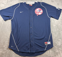 Nike Team MLB New York Yankees Jersey Men’s Large Blue Button Front NikeFIT