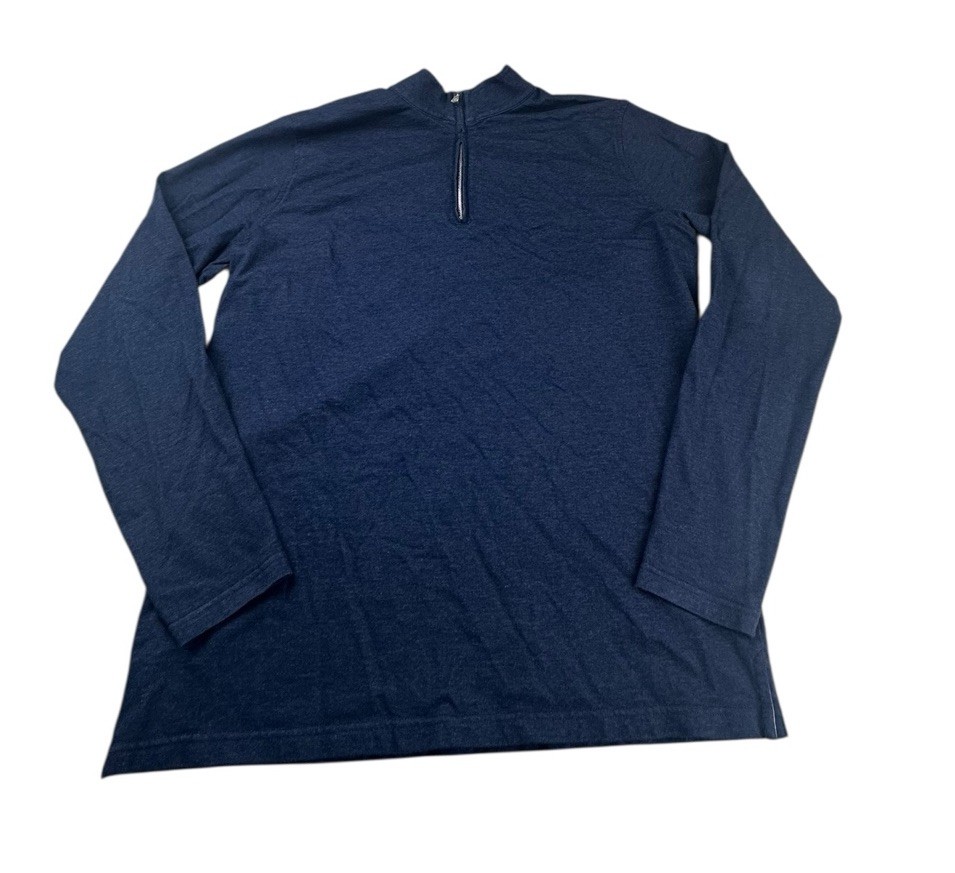 Peter Millar Collection Men's Large Cotton Silk Blend 1/4 Zip Long Sleeve Blue gallery