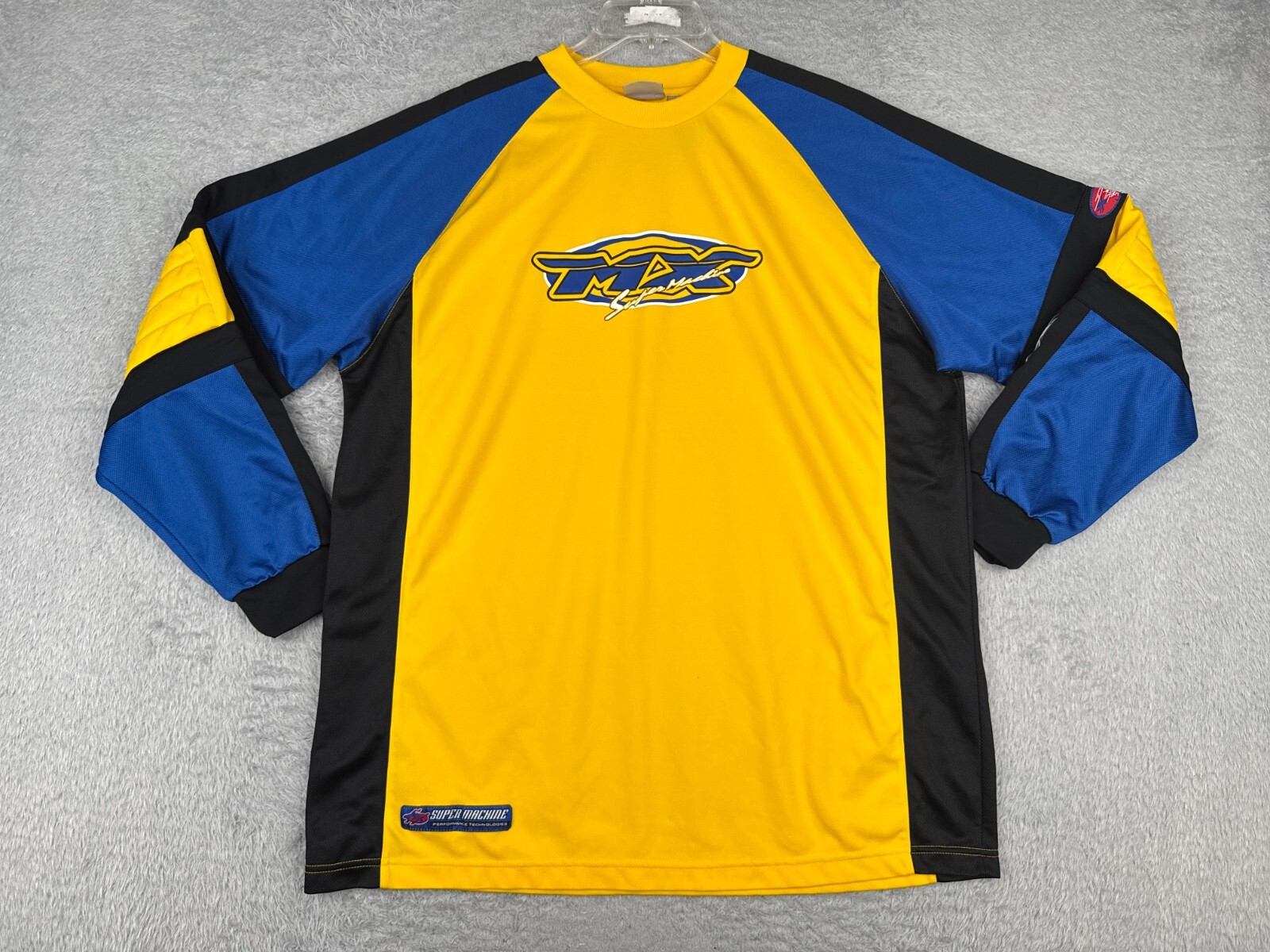 Athletic Works Jersey Men L Blue Yellow MX Super Machine Racing Padded BMX Dunes gallery