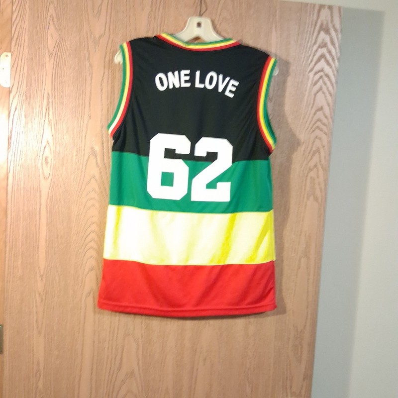 Jamaica Basketball One Love Rasta Colors #62 Jersey Men’s Large gallery