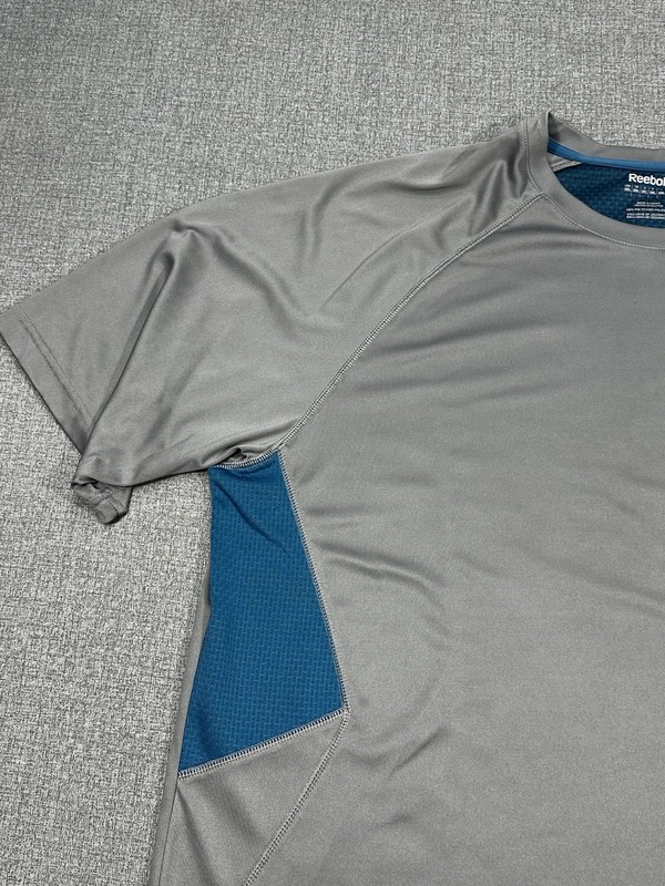 Reebok Athletic Performance T-Shirt Gray Blue XXL Polyester Activewear gallery
