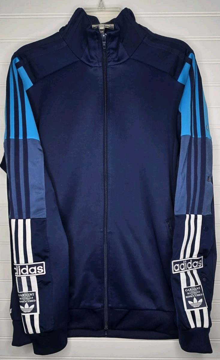Adidas Originals Adicolor Blue Funnel Neck Track Top Jacket Men Size L gallery