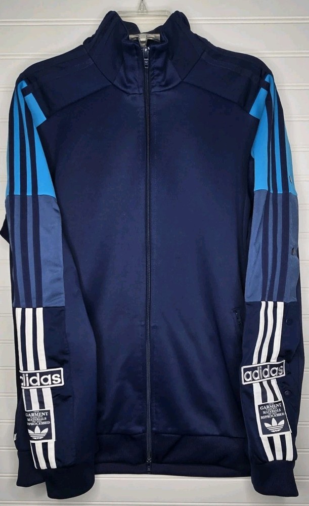 Adidas Originals Adicolor Blue Funnel Neck Track Top Jacket Men Size L