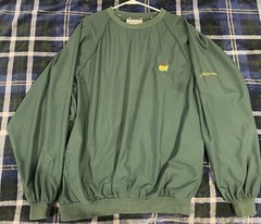 Masters Slazenger Wind Shirt Mens L Green Crew Nylon Pullover Windbreaker Vntg