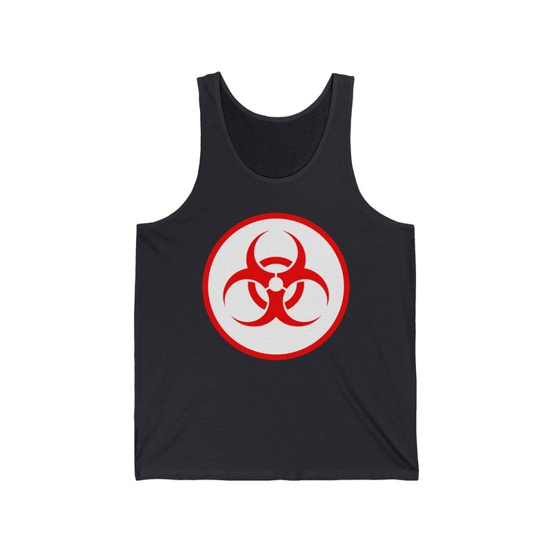Biohazard Red Warning Symbol Tank Top | Danger Science Unisex Tee Red gallery