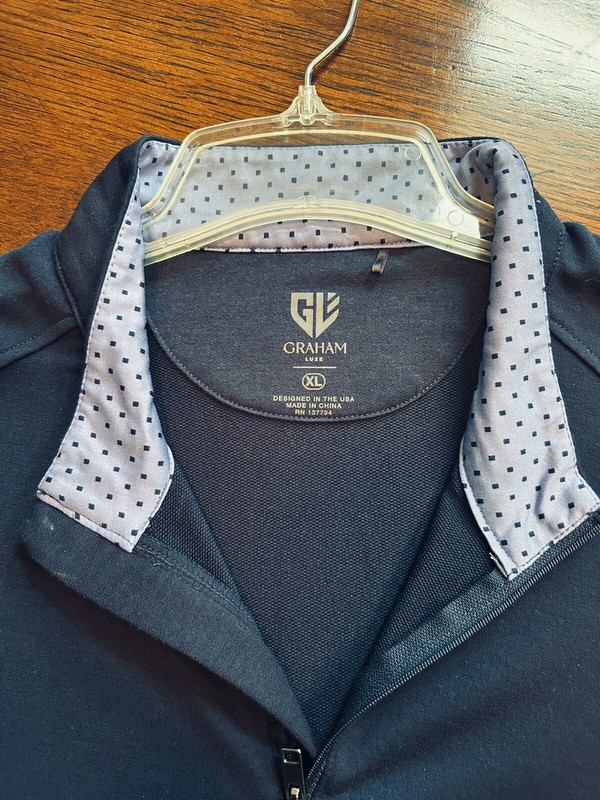 Graham Luxe Porter 1/4 Zip L/S Pullover Mens XL Navy Blue Performance Golf NWOT gallery