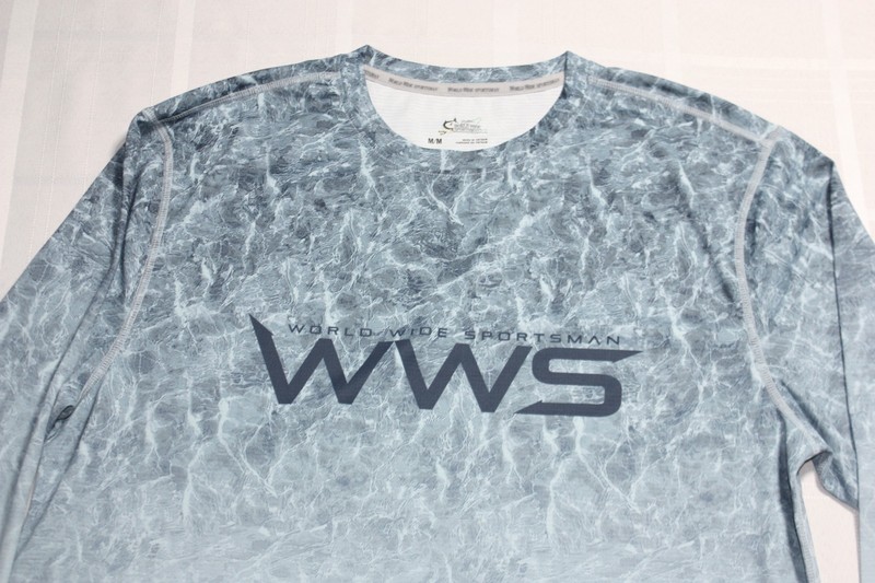World Wide Sportsman Shirt "HUK" Medium Blue Camo Long Sleeve Fishing UPF30 NWOT gallery